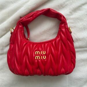 Miu Miu Vibrant Red Quilted Shoulder Bag